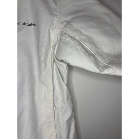 COLUMBIA Soft Shell Jacket Womens S White Gray Fleece Lined Pockets Winter - Picture 3 of 10
